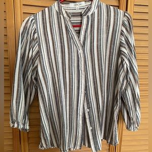 Striped Linen Texture Blouse